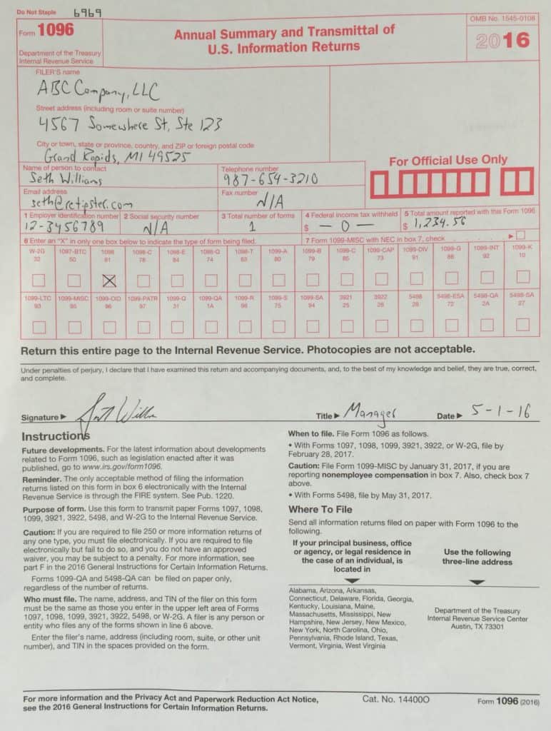 IRS Form 1096