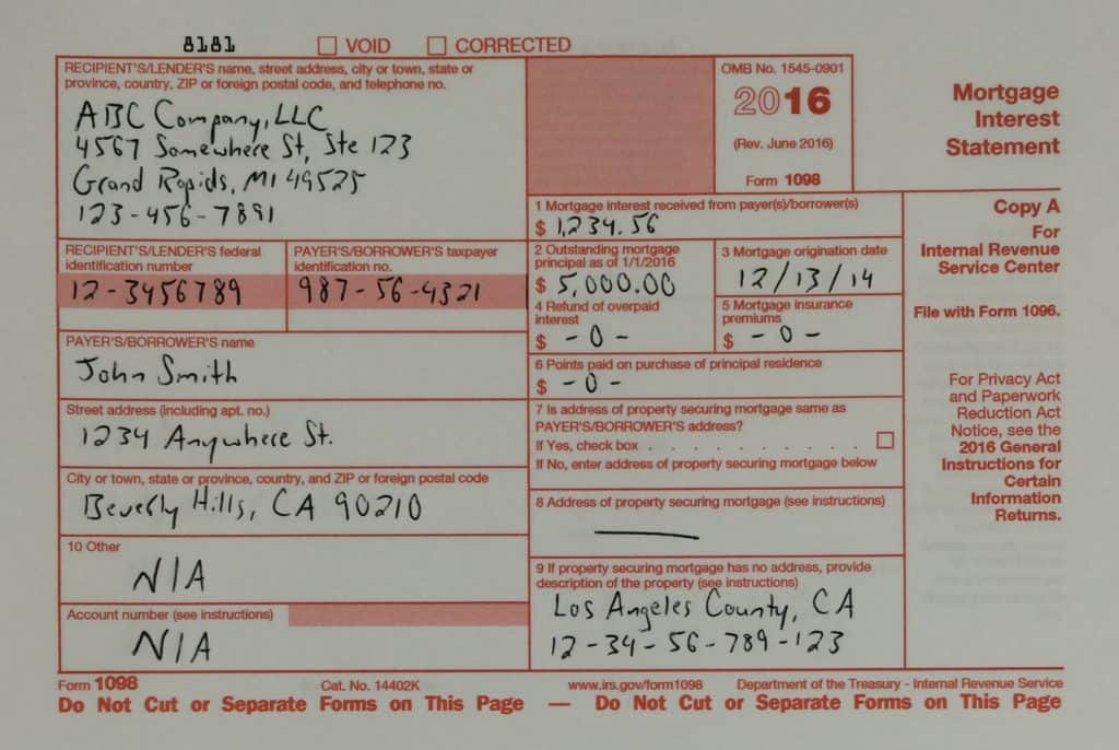 IRS Form 1098 Copy A