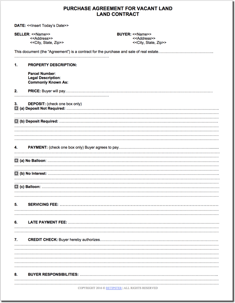 PA for vacant land pg 1