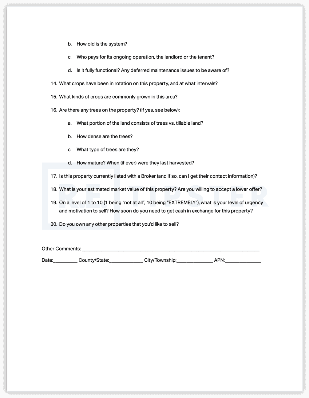 farmland checklist 2