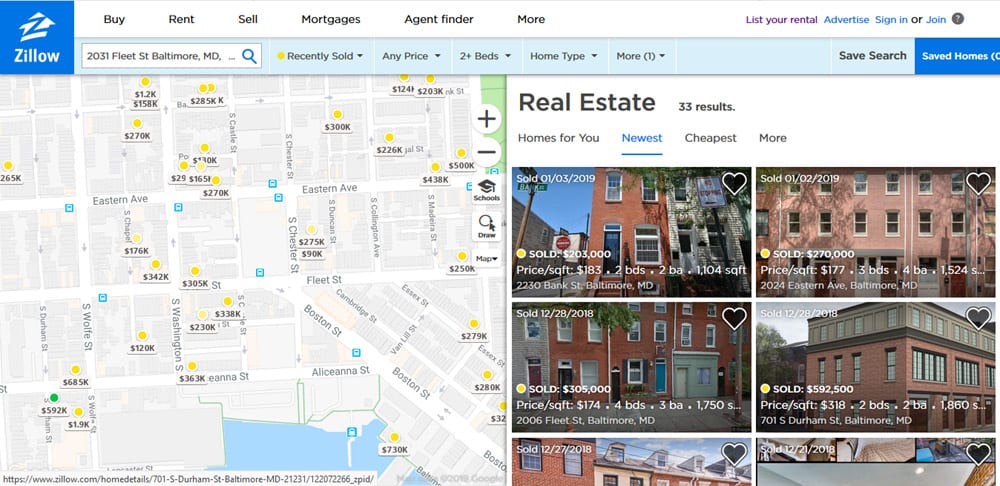 Zillow comps screenshot