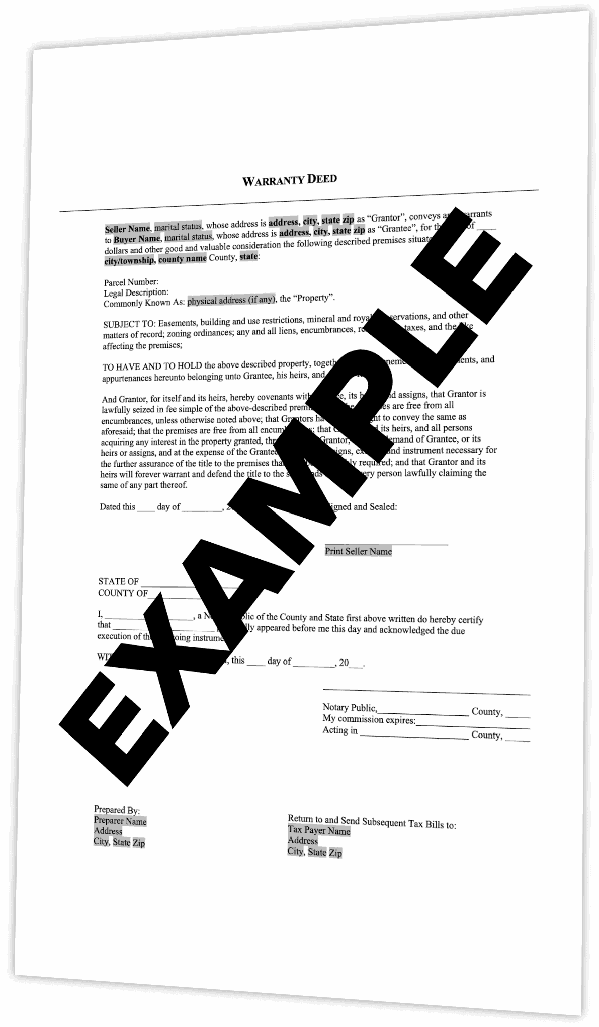 WARRANTY DEED EXAMPLE