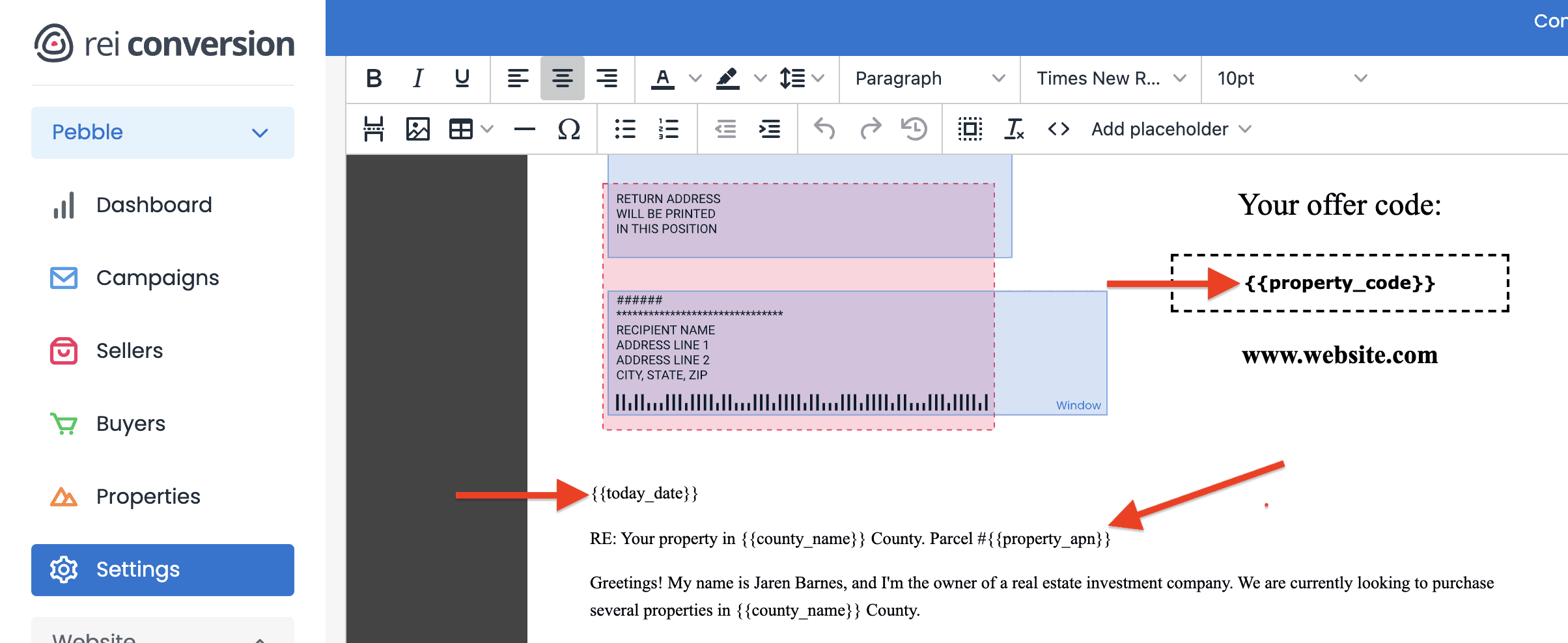 Document template editor