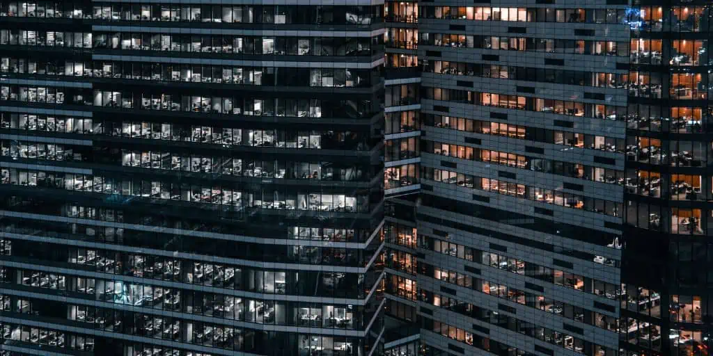 office buildings at night