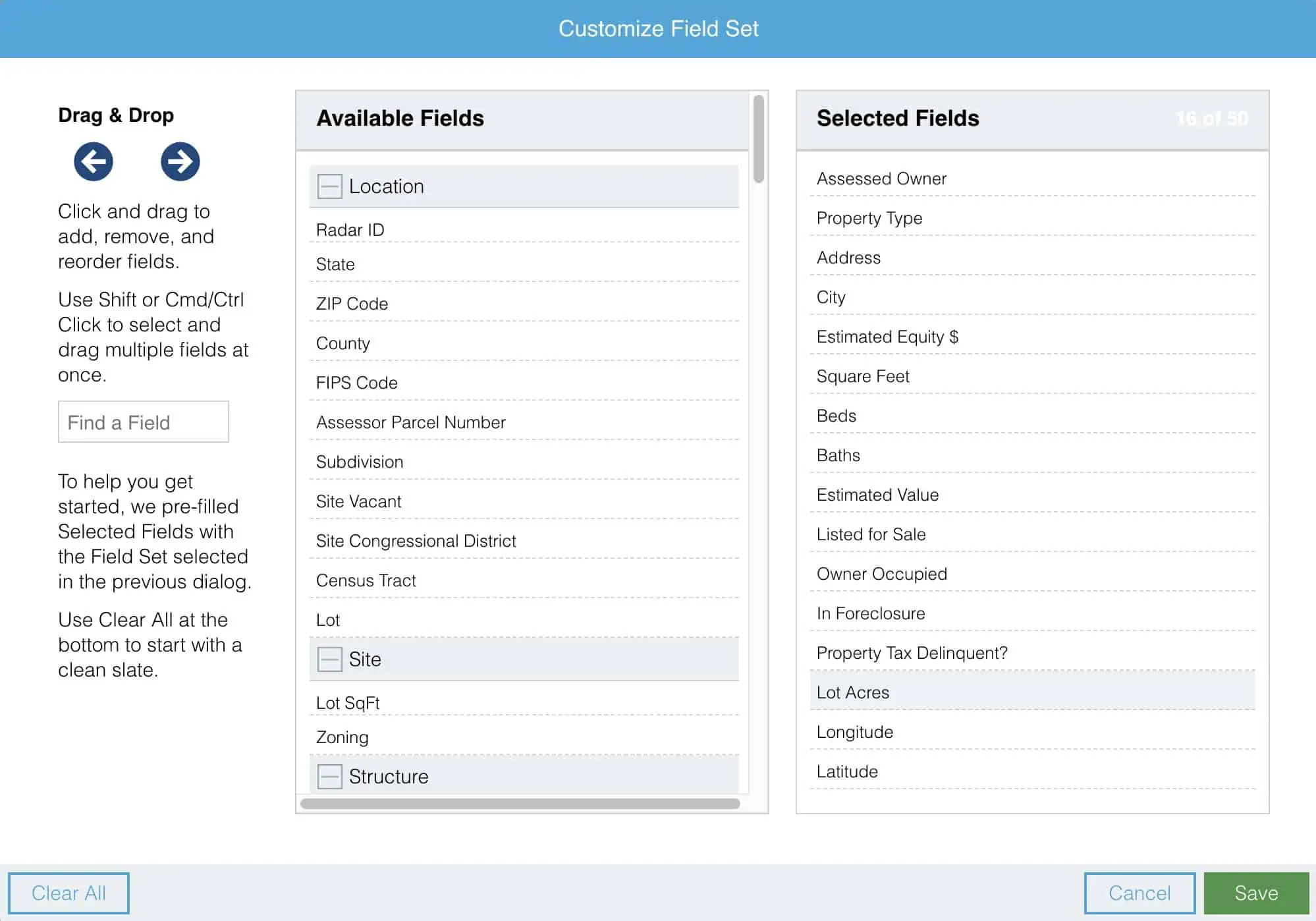 Customize Field Set