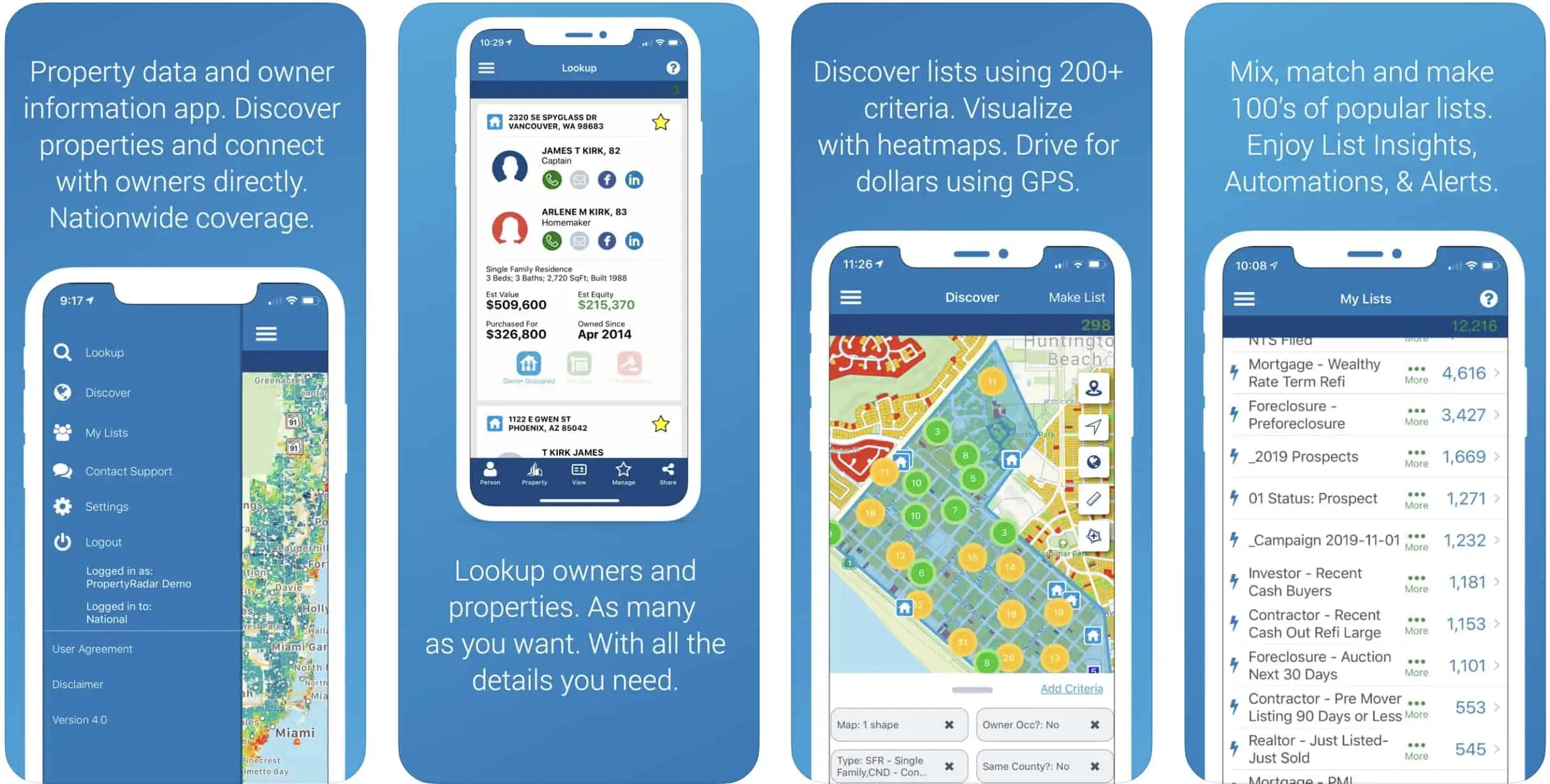 propertyradar mobile app screenshots