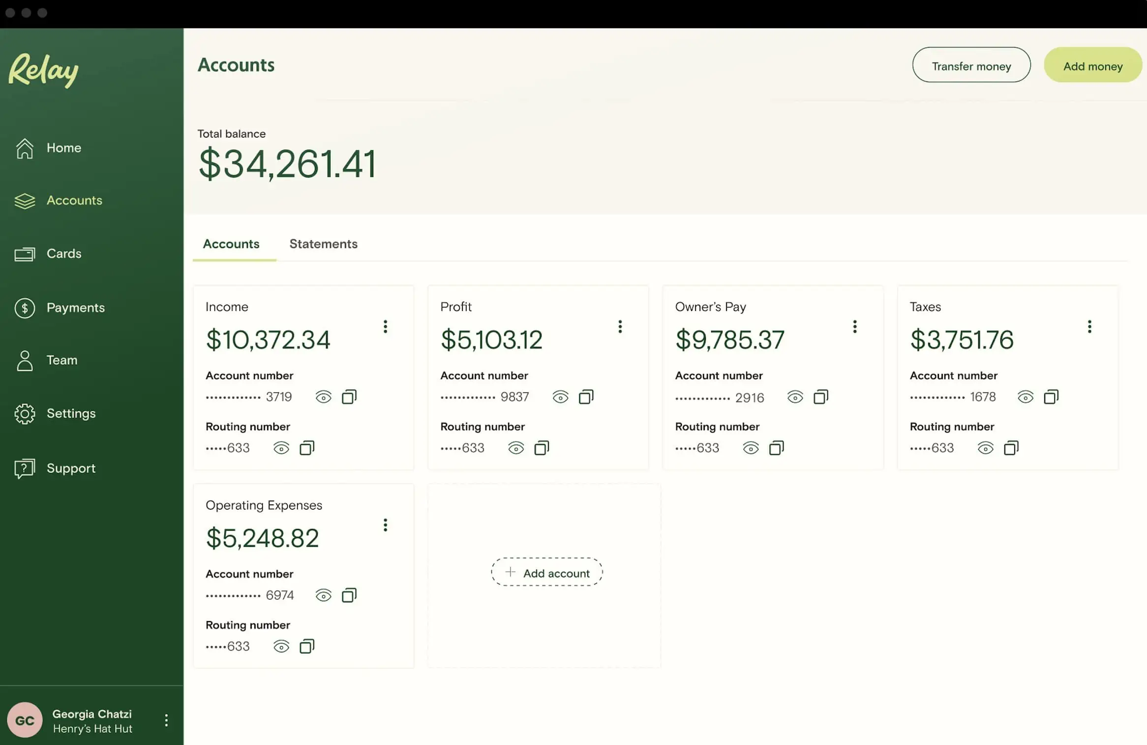 Relay Account Dashboard