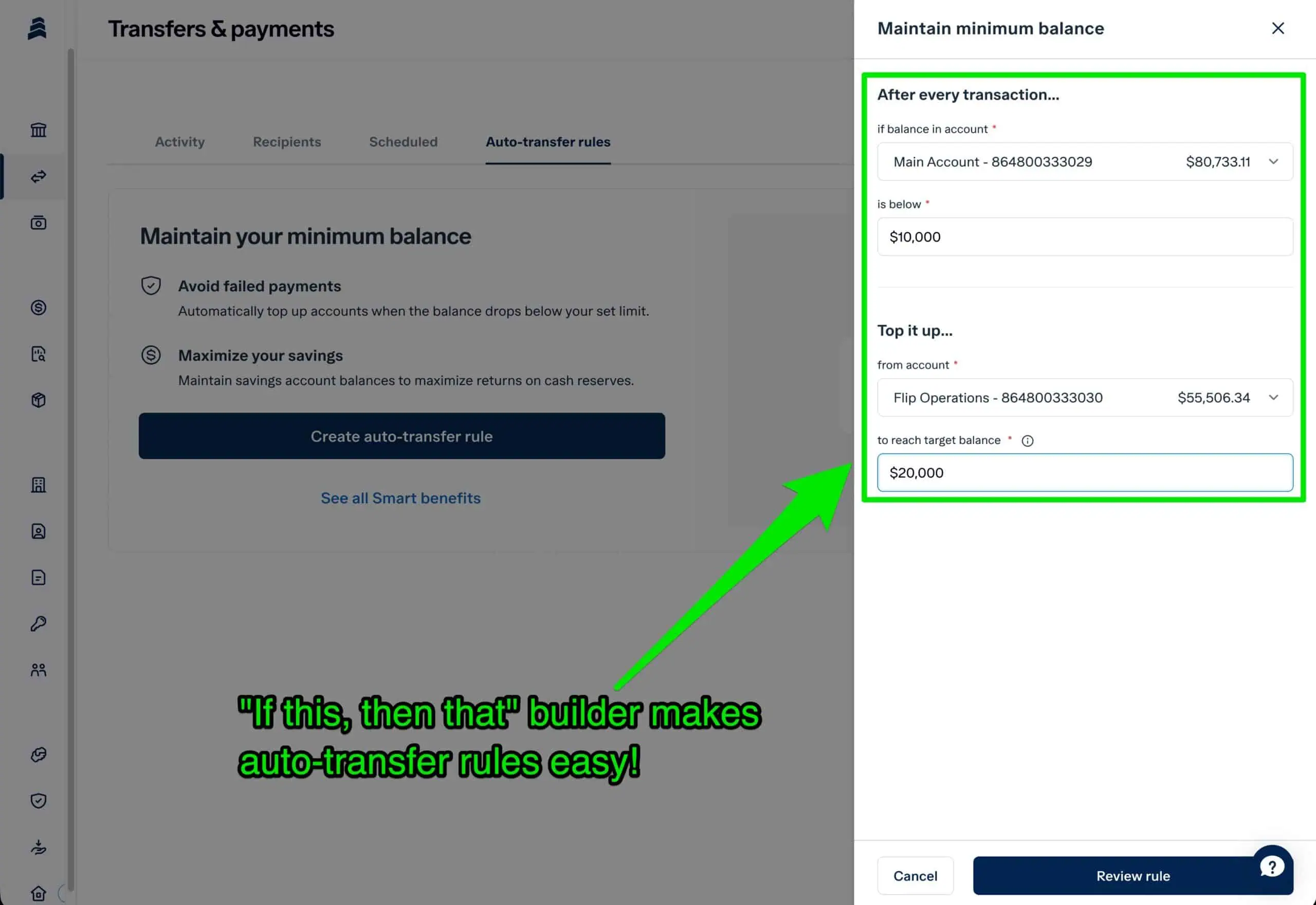 Baselane Auto Transfer Rules