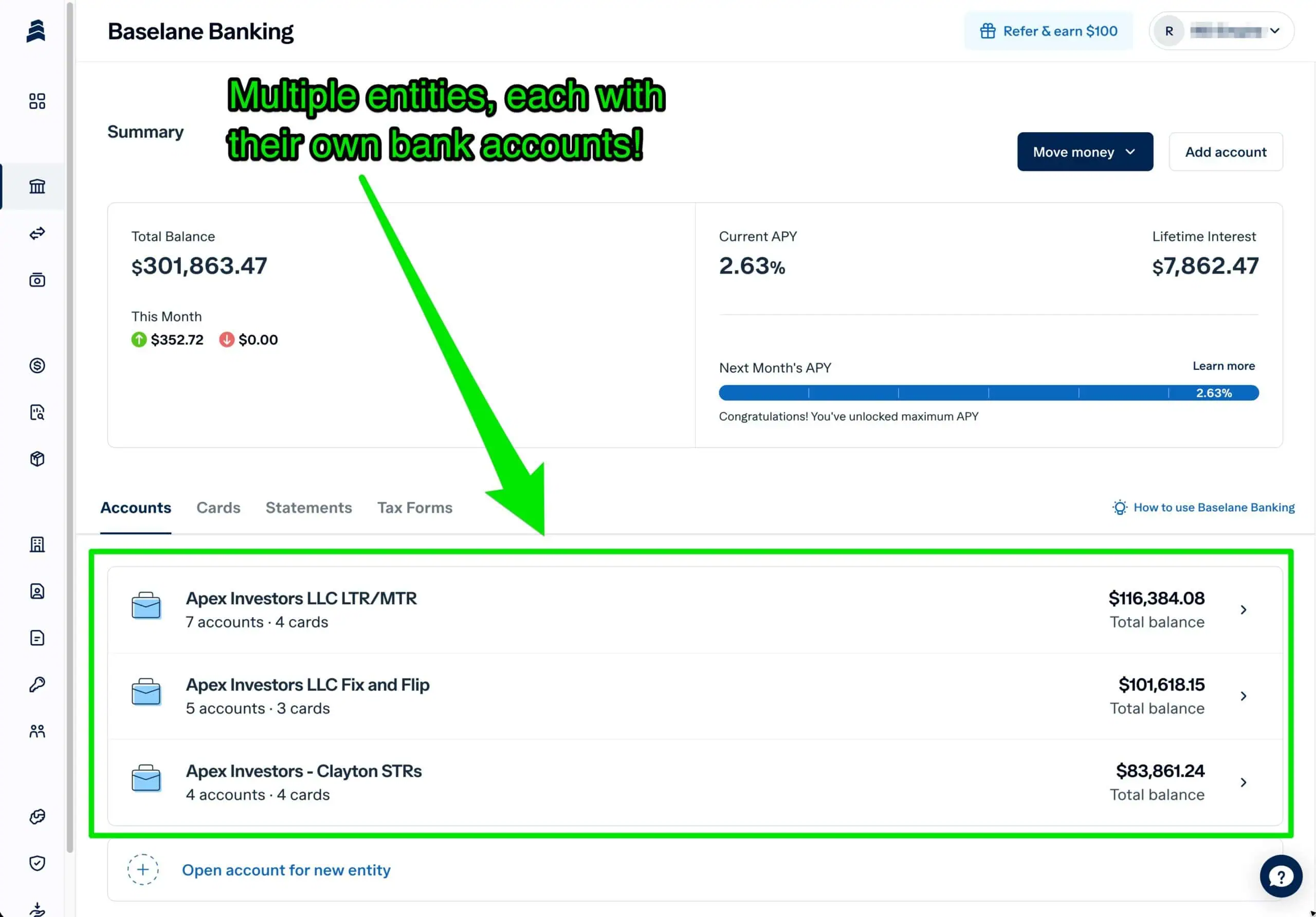 Baselane Accounts and Entities