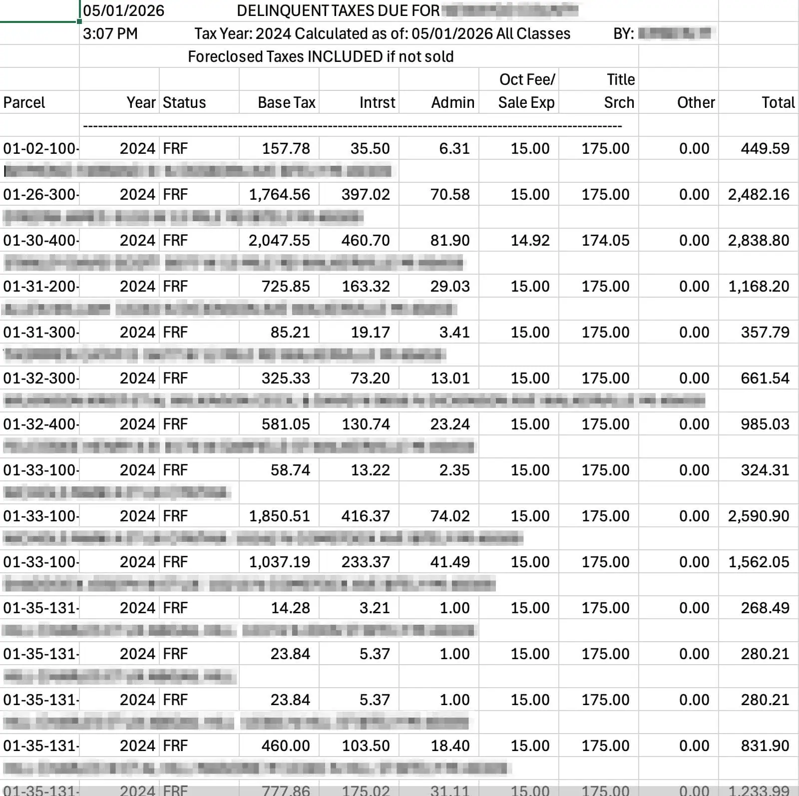 delinquent tax format