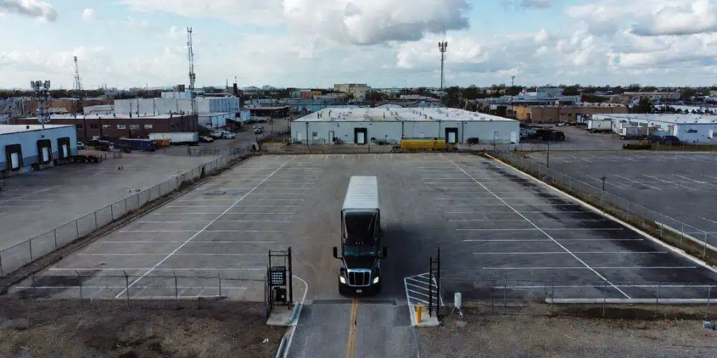 semi truck parking lot entrance